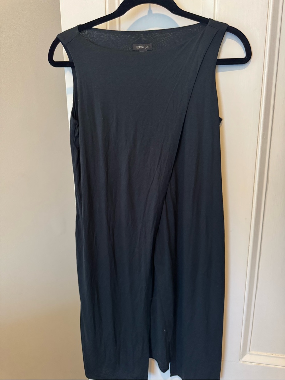 J. Jill Black Sleeveless Rayon Layered Black Shift Dress Petite XS
